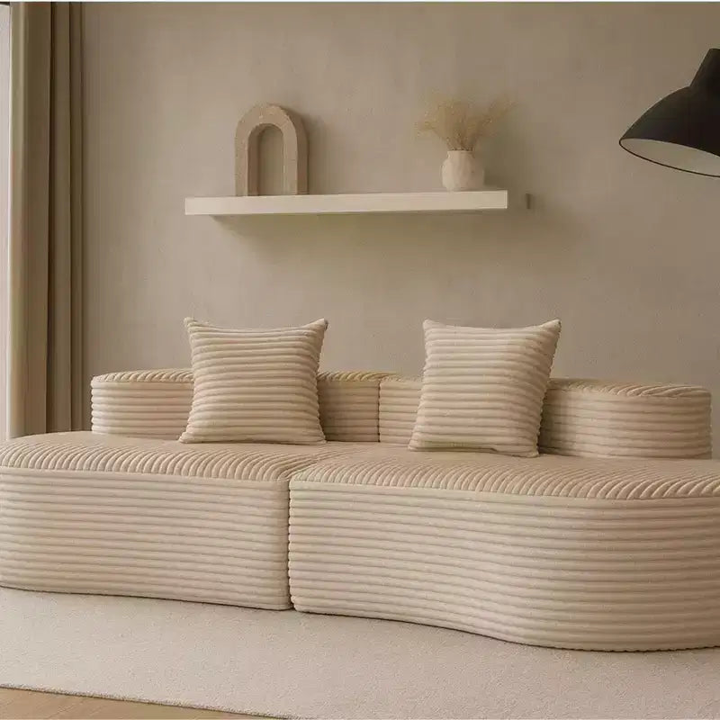 ModernLuxe Curved Modular Sectional Sofa, 2-Piece Channel Tufted Corduroy Couch, No Assembly Required