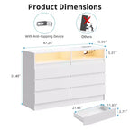 COZONY Cassettiera moderna a 6 cassetti con illuminazione ambientale, mobile contenitore con presa elettrica, cassettiera galleggiante per camera da letto