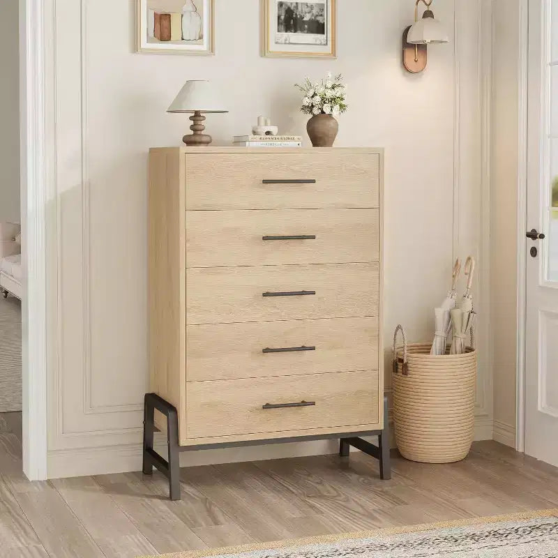 Comò alto 46,6" con 6 cassetti - Contenitore in legno autoportante per camera da letto e soggiorno