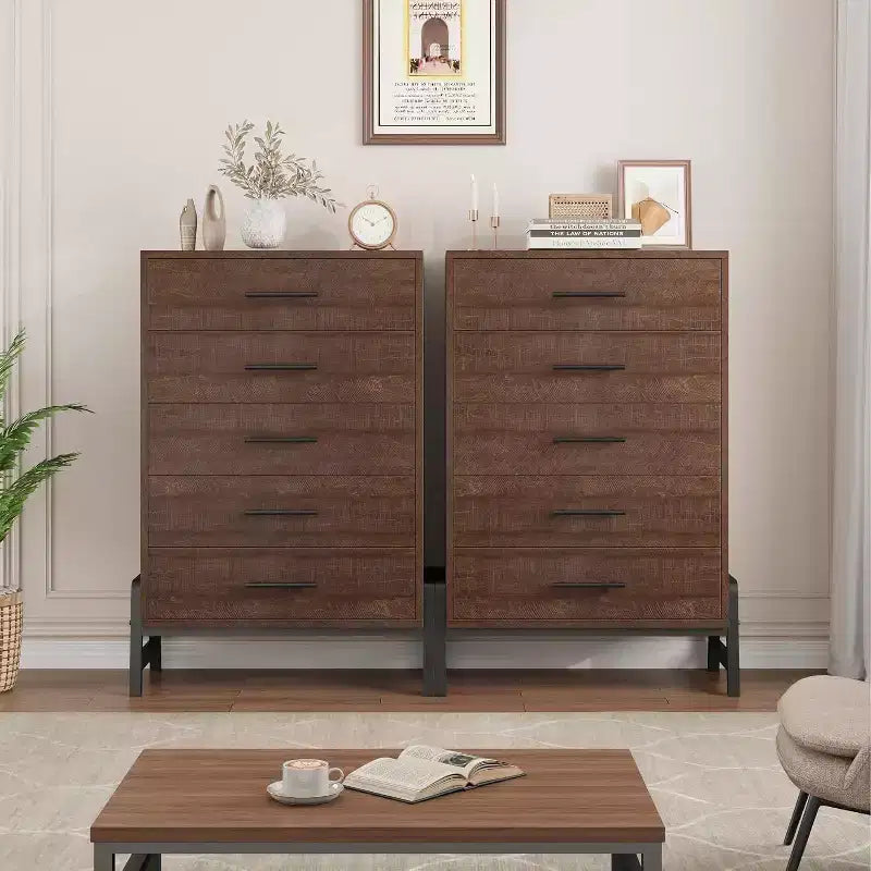 Comò alto 46,6" con 6 cassetti - Contenitore in legno autoportante per camera da letto e soggiorno
