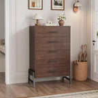 Comò alto 46,6" con 6 cassetti - Contenitore in legno autoportante per camera da letto e soggiorno