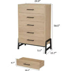Comò alto 46,6" con 6 cassetti - Contenitore in legno autoportante per camera da letto e soggiorno