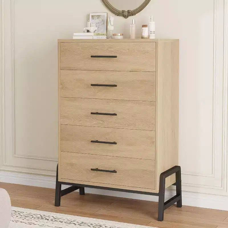 Comò alto 46,6" con 6 cassetti - Contenitore in legno autoportante per camera da letto e soggiorno