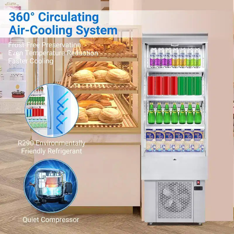Vetrina per Pasticceria, Vetrina Refrigerata - Frigo per Pasticceria Commerciale da Banco da 249,2 litri con Porta in Vetro Temperato, Illuminazione a LED, Ripiani Regolabili, Bianco