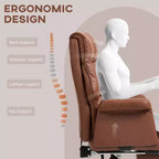 Sedia da Ufficio Direzionale Okak, Sedia da Scrivania Ergonomica con Poggiapiedi Pieghevole, Sedia Girevole Imbottita per Ufficio, Studio, Marrone