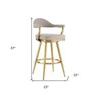 HomeRoots 26 Sgabello da bar girevole ad altezza bancone in tessuto color tortora e acciaio inossidabile oro