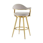HomeRoots 26 Sgabello da bar girevole ad altezza bancone in tessuto color tortora e acciaio inossidabile oro