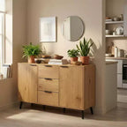 Homy Casa Credenza/Buffet Moderna da 120 cm con Spazio Contenitore e 3 Cassetti, Rovere
