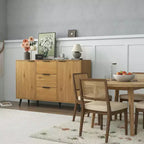 Homy Casa Credenza/Buffet Moderna da 120 cm con Spazio Contenitore e 3 Cassetti, Rovere