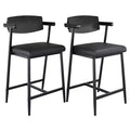 COZONY Counter Height Bar Stools Set with Arms & Back, Upholstered Seat, Metal Frame with Footrest for Kitchen Island & Home Bar