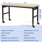 COZONY Banco da lavoro regolabile 75 x 25, tavolo da lavoro resistente 900 kg con ruote e presa di corrente, tavolo multiuso per officina e garage