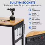 COZONY Banco da lavoro regolabile 75 x 25, tavolo da lavoro resistente 900 kg con ruote e presa di corrente, tavolo multiuso per officina e garage