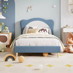 Struttura Letto Singolo per Bambini - Letto a Piattaforma da Principessa in Velluto Carino con Testiera Imbottita per Bambini, Supporto a Doghe in Legno Massiccio, Nessuna Molla Richiesta