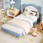 Struttura Letto Singolo per Bambini - Letto a Piattaforma da Principessa in Velluto Carino con Testiera Imbottita per Bambini, Supporto a Doghe in Legno Massiccio, Nessuna Molla Richiesta