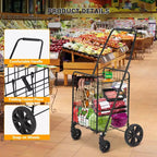 Carrello spesa pieghevole, capacità 50 kg, carrello per la spesa pieghevole con cestino da 83 litri e ruote, carrello spesa portatile leggero per generi alimentari