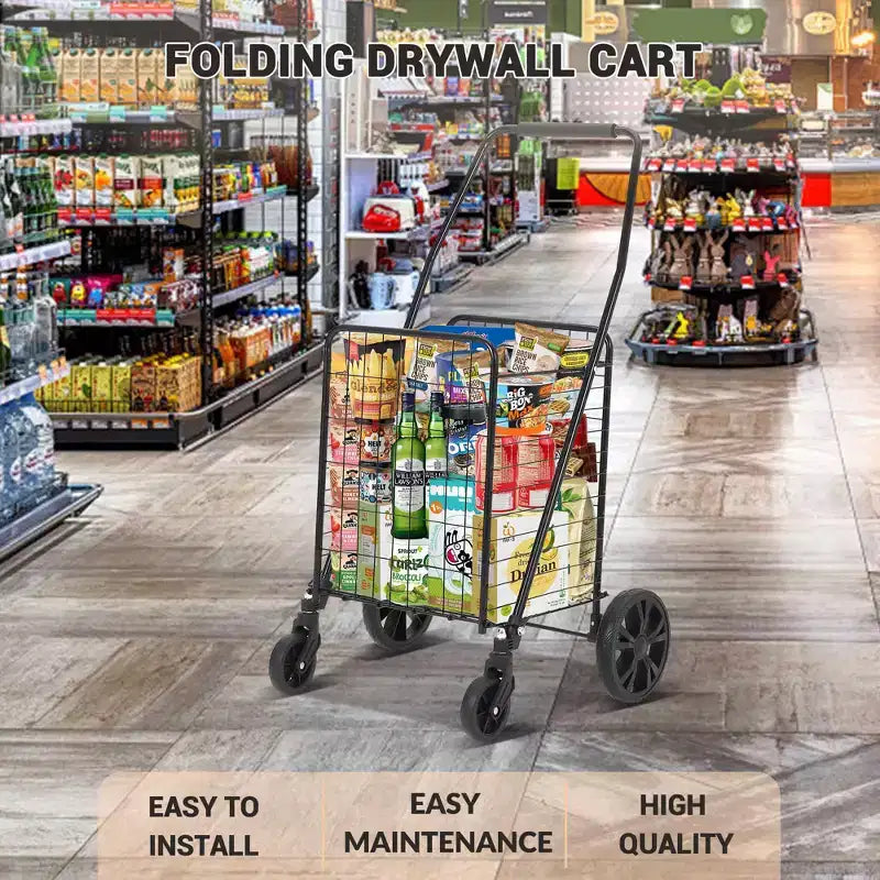 Carrello spesa pieghevole, capacità 50 kg, carrello per la spesa pieghevole con cestino da 83 litri e ruote, carrello spesa portatile leggero per generi alimentari