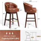 Crestlive Products Set di 2 Sgabelli da Bar Alti 76 cm con Schienale, Comode Sedie Girevoli d'Accento