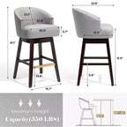 Crestlive Products Set di 2 Sgabelli da Bar Alti 76 cm con Schienale, Comode Sedie Girevoli d'Accento