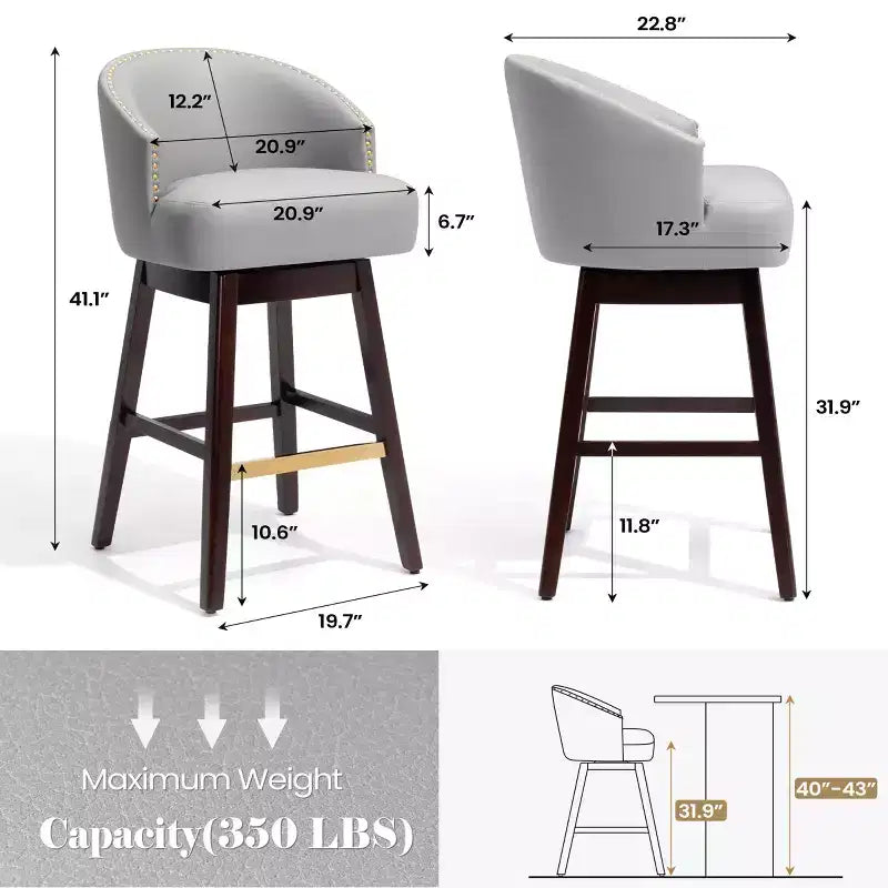 Crestlive Products Set di 2 Sgabelli da Bar Alti 76 cm con Schienale, Comode Sedie Girevoli d'Accento