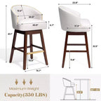Crestlive Products Set di 2 Sgabelli da Bar Alti 76 cm con Schienale, Comode Sedie Girevoli d'Accento