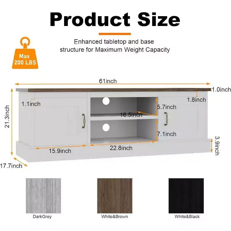 Mobile TV moderno per TV fino a 65'', Centro di intrattenimento in legno con armadietto, Tavolo console TV multimediale moderno per soggiorno camera da letto