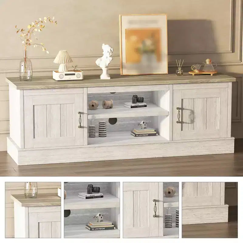 Mobile TV moderno per TV fino a 65'', Centro di intrattenimento in legno con armadietto, Tavolo console TV multimediale moderno per soggiorno camera da letto