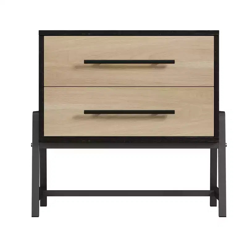 Comodino Piccolo con 2 Cassetti, Tavolino da Notte Moderno con Struttura in Metallo per Camera da Letto, Corridoio, Armadio, Spazi Piccoli