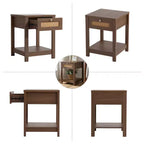 Bekrvio Set di 1/2 comodini boho in rattan da 45 cm, tavolo da letto con cassetto e pomelli in ottone, tavolino in legno con ripiano aperto per camera da letto/soggiorno