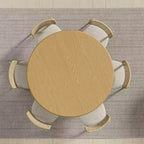 PexFix Tavolo da pranzo rotondo in legno da 52 pollici, tavolo da cucina per 4-6 persone con bordo superiore ad arco e piedistallo testurizzato per soggiorno/sala da pranzo/caffè/ufficio, naturale