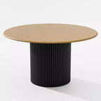 PexFix Tavolo da pranzo rotondo in legno da 52 pollici, Tavolo da cucina per 4-6 persone con bordo curvo e gambe a cilindro concavo per soggiorno/sala da pranzo, caffè, ufficio, naturale