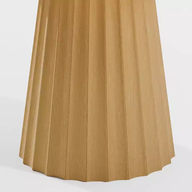 PexFix 52 Tavolo da pranzo rotondo in legno, tavolo da cucina per 4-6 persone con piano con bordo ad arco e base rastremata scanalata per soggiorno/sala da pranzo, caffè, ufficio, colore naturale
