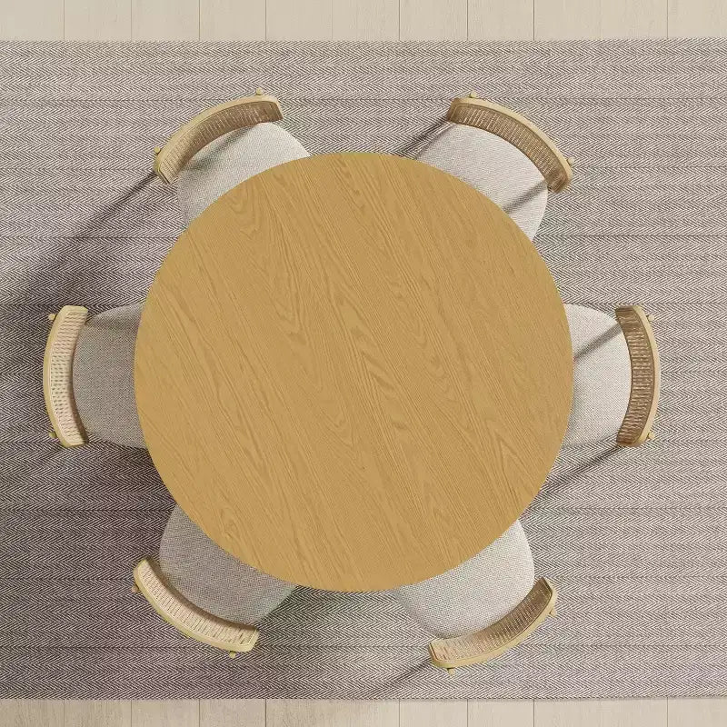PexFix 52 Tavolo da pranzo rotondo in legno massello Tavolo da cucina per 4-6 persone con piano e base cilindrica scanalata per soggiorno/sala da pranzo Caffè Ufficio Naturale