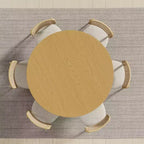 PexFix 52 Tavolo da pranzo rotondo in legno massello Tavolo da cucina per 4-6 persone con piano e base cilindrica scanalata per soggiorno/sala da pranzo Caffè Ufficio Naturale