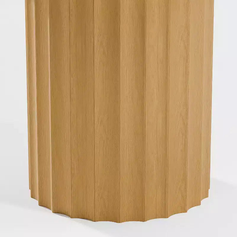 PexFix 52 Tavolo da pranzo rotondo in legno massello Tavolo da cucina per 4-6 persone con piano e base cilindrica scanalata per soggiorno/sala da pranzo Caffè Ufficio Naturale