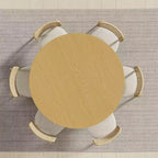 PexFix 52 Tavolo da pranzo rotondo in legno massello Tavolo da cucina per 4-6 persone con piano del tavolo e gambe cilindriche concave per soggiorno/sala da pranzo, ufficio, colore naturale