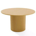 PexFix 52 Tavolo da pranzo rotondo in legno massello Tavolo da cucina per 4-6 persone con piano del tavolo e gambe cilindriche concave per soggiorno/sala da pranzo, ufficio, colore naturale