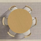 PexFix 52 Tavolo Rotondo da Pranzo in Legno Massello Tavolo da Cucina per 4-6 con Piano e Base Conica Scanalata per Soggiorno/Sala da Pranzo Caffè Ufficio Naturale