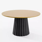 PexFix 52 Tavolo Rotondo da Pranzo in Legno Massello Tavolo da Cucina per 4-6 con Piano e Base Conica Scanalata per Soggiorno/Sala da Pranzo Caffè Ufficio Naturale