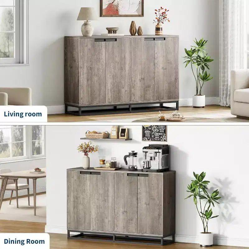 Credenza buffet moderna da 140 cm - Madia da cucina con 4 ante e ripiani regolabili per sala da pranzo