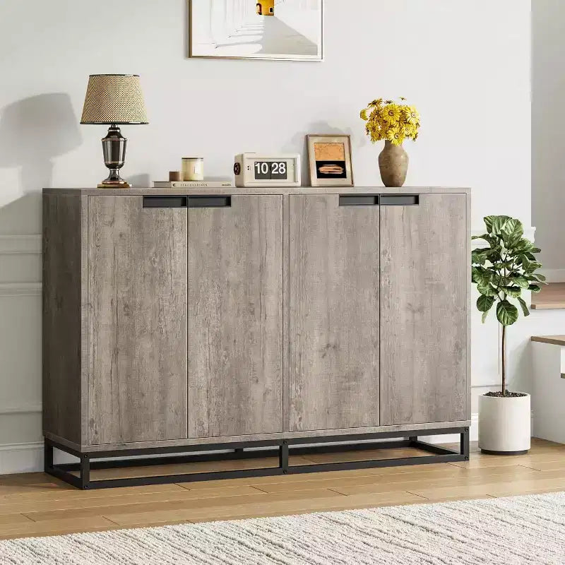 Credenza buffet moderna da 140 cm - Madia da cucina con 4 ante e ripiani regolabili per sala da pranzo