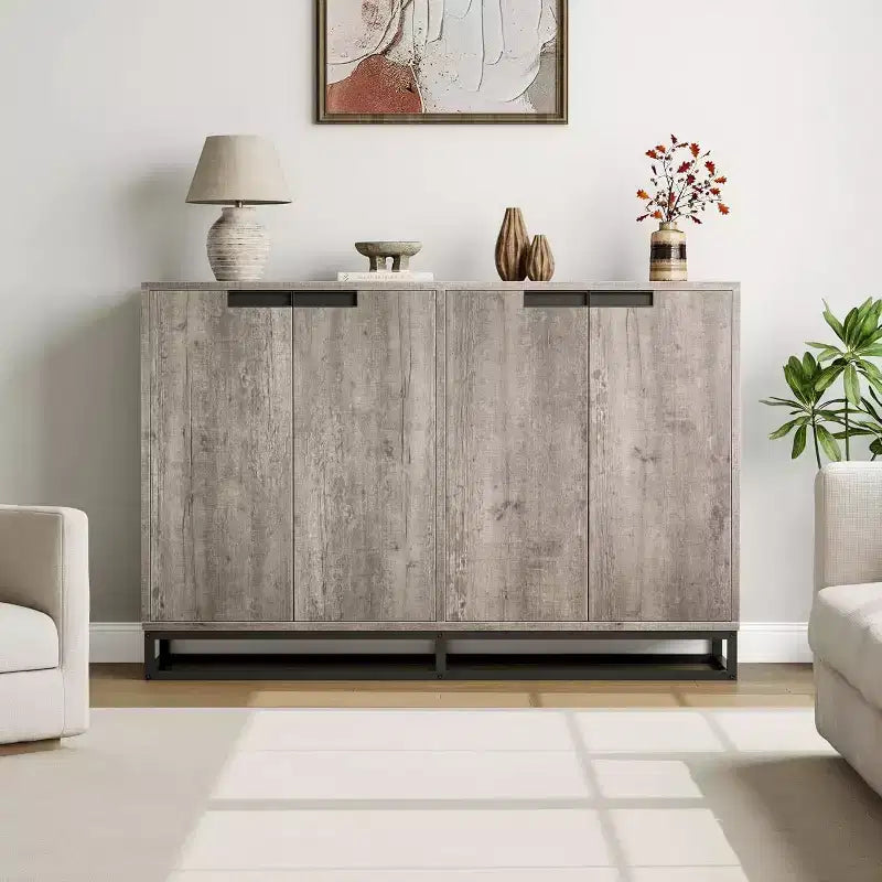 Credenza buffet moderna da 140 cm - Madia da cucina con 4 ante e ripiani regolabili per sala da pranzo
