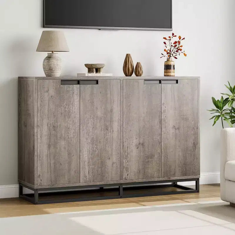 Credenza buffet moderna da 140 cm - Madia da cucina con 4 ante e ripiani regolabili per sala da pranzo