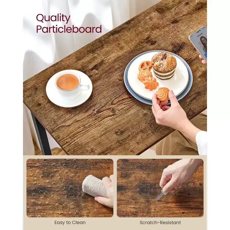Tavolo da Bar Industriale Stretto per Piccoli Spazi, Tavolo da Pranzo da Cucina 40x160 cm con Robusta Struttura in Metallo, Marrone Rustico e Nero