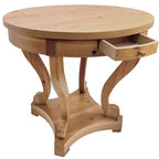 GDFStudio Nicolas Tavolo da pranzo rotondo in stile rustico di piccole dimensioni con 2 cassetti e gambe curve
