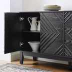 Madia da 153 cm con contenitore, credenza in stile rustico con motivo geometrico e ripiani regolabili, porta TV per soggiorno