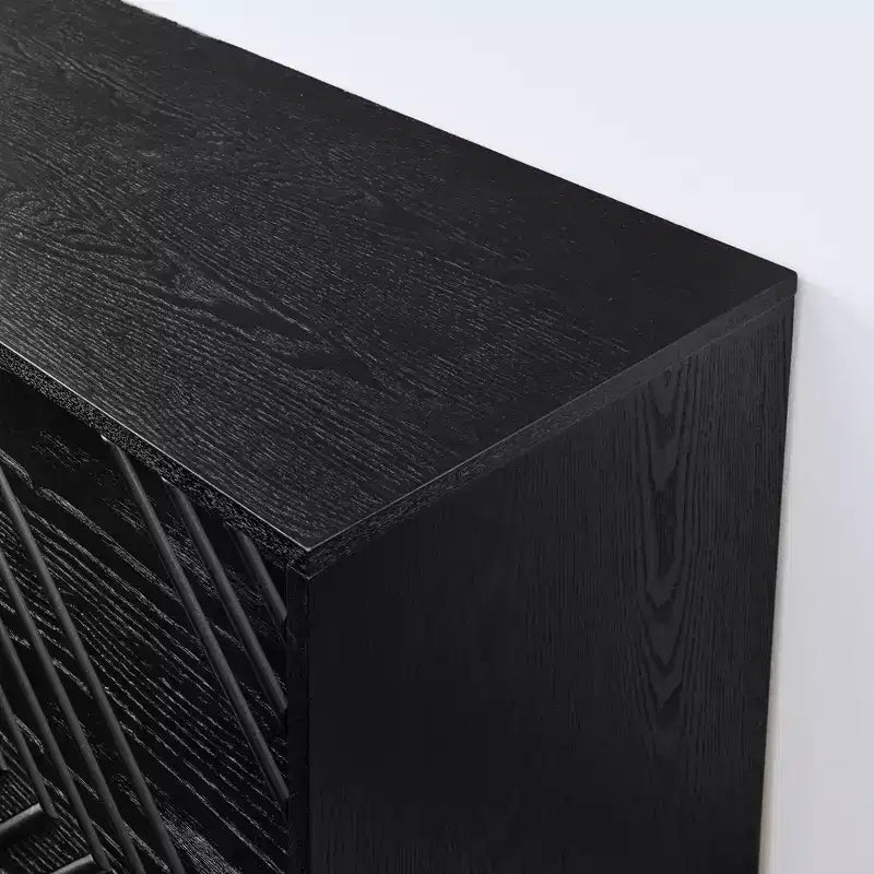 Madia da 153 cm con contenitore, credenza in stile rustico con motivo geometrico e ripiani regolabili, porta TV per soggiorno