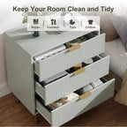 COZONY Cassettiera Moderna a 3 Cassetti per Camera da Letto, Verde con Maniglie Dorate, Organizzatore per Soggiorno, Corridoio, Ingresso