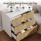 COZONY Cassettiera Moderna a 3 Cassetti per Camera da Letto, Verde con Maniglie Dorate, Organizzatore per Soggiorno, Corridoio, Ingresso