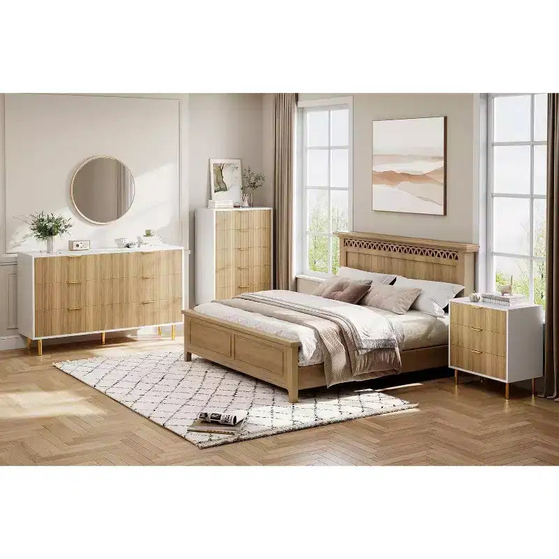COZONY Cassettiera Moderna a 3 Cassetti per Camera da Letto, Verde con Maniglie Dorate, Organizzatore per Soggiorno, Corridoio, Ingresso