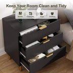 COZONY Cassettiera Moderna a 3 Cassetti per Camera da Letto, Verde con Maniglie Dorate, Organizzatore per Soggiorno, Corridoio, Ingresso